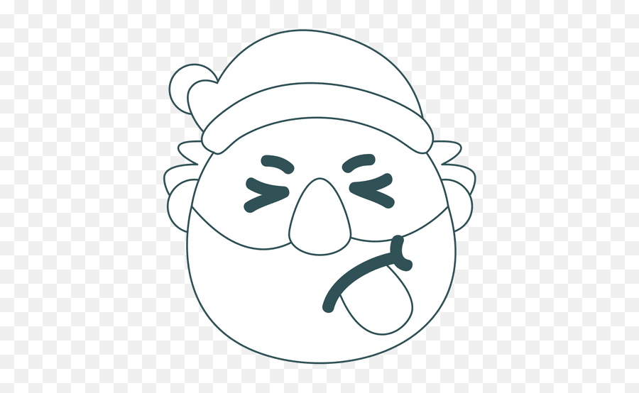 Tongue Out Santa Claus Green Stroke - Clip Art Emoji,Black Santa Emoji