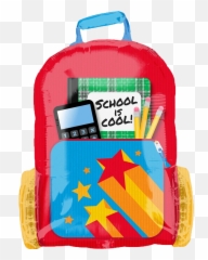 26 School Is Cool Backpack Balloon - Emoji