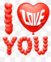 Heart I Love You Word Png Transparent Image Png Mart - Balloon Emoji,I Love You In Emojis
