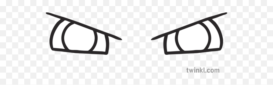 Angry Emoji Eyes Eyfs Black And White Rgb Illustration - Clip Art,Angry Eyes Emoji