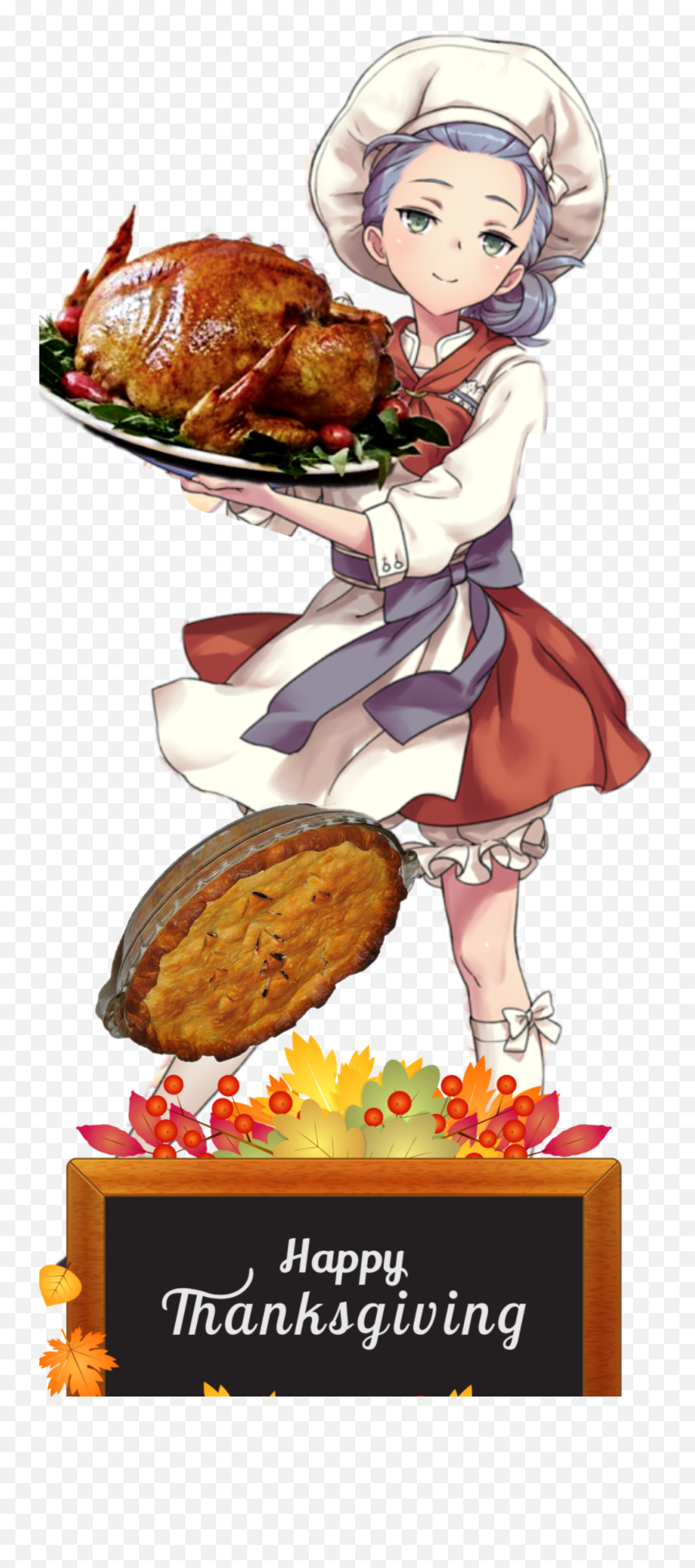 Hellothanksgivinggirl Thanksgiving Turkey Pie Chef Girl - Thanksgiving Anime Girl Emoji,Turkey Emoji