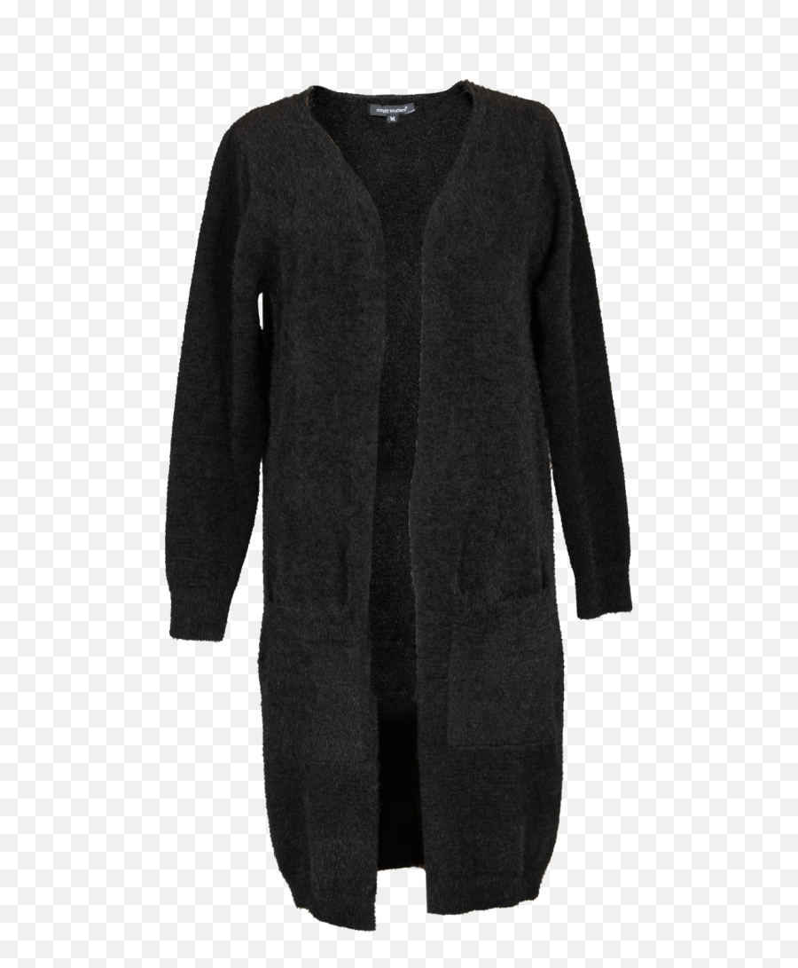 Simply Southern Fuzzy Black Cardigan Duster - Long Sleeve Emoji,Black Emoji Dress