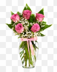 Bouquet Of Pink Roses With Gypsophile - Valentines Day Flowers Png Emoji,Flower Bouquet Emoji