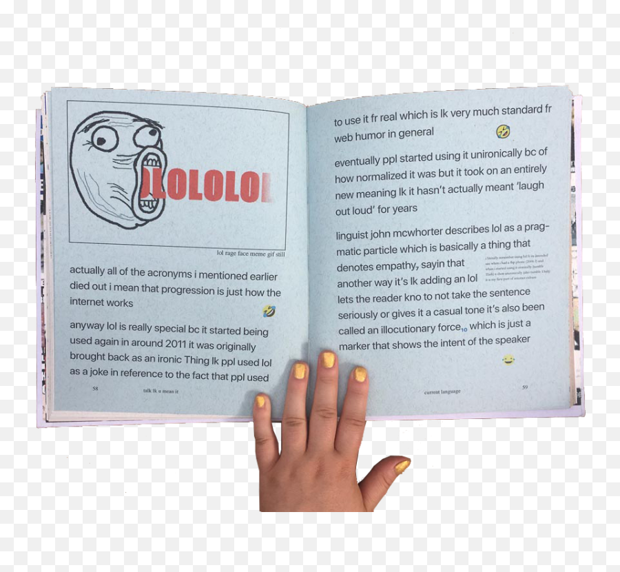 Talk Lk U Mean It Thesis Project Book Installation And - Lol Meme Emoji,Talk To The Hand Emoji