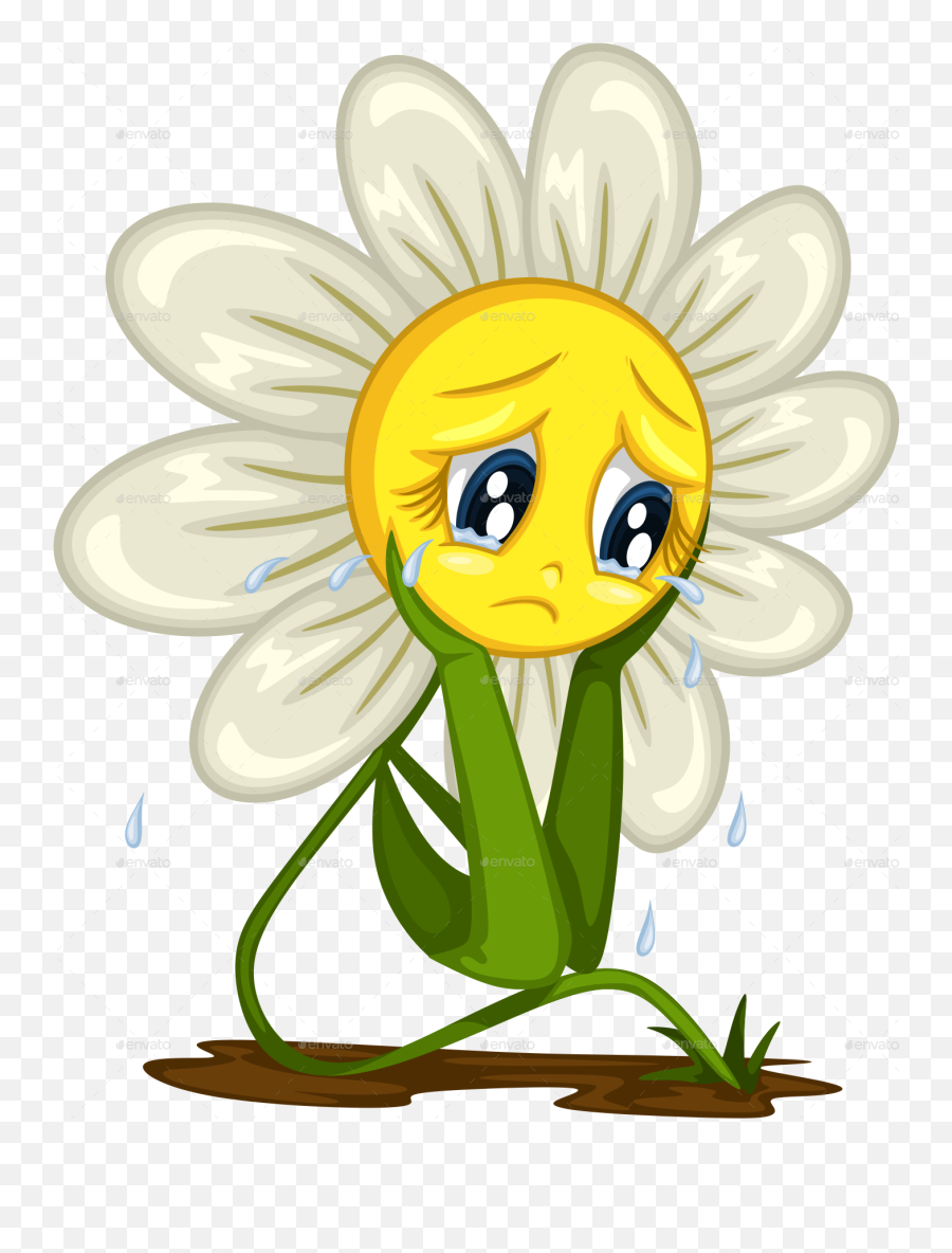 Cartoon Daisy Stickers For Different Situations - Crying Cartoon Emoji,Daisy Emoji