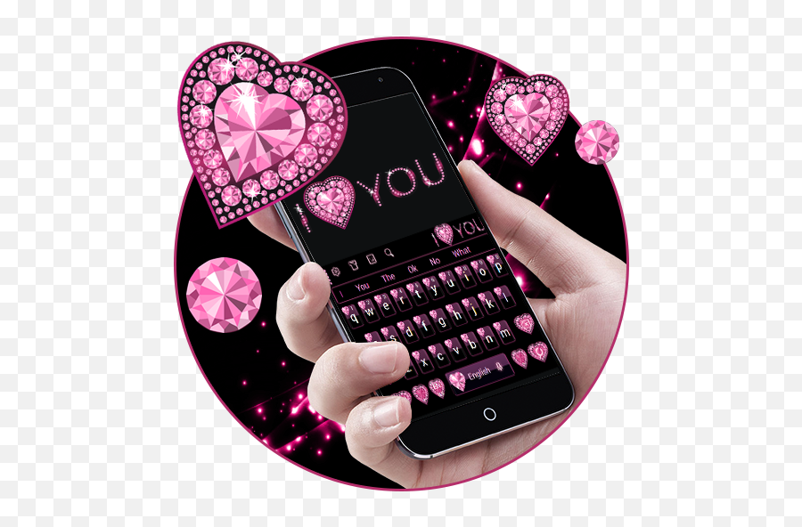 Pink Heart Diamond Keyboard For Android - Download Cafe Bazaar Mobile Phone Emoji,Pink Diamond Emoji