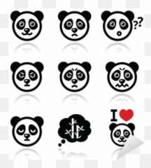 Panda Bear Icons Set - Sad And Happy Face Emoji