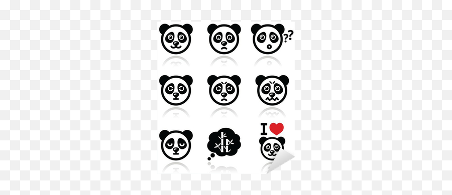 Panda Bear Icons Set - Sad And Happy Panda Bear Face Emoji,Sad Panda Emoji