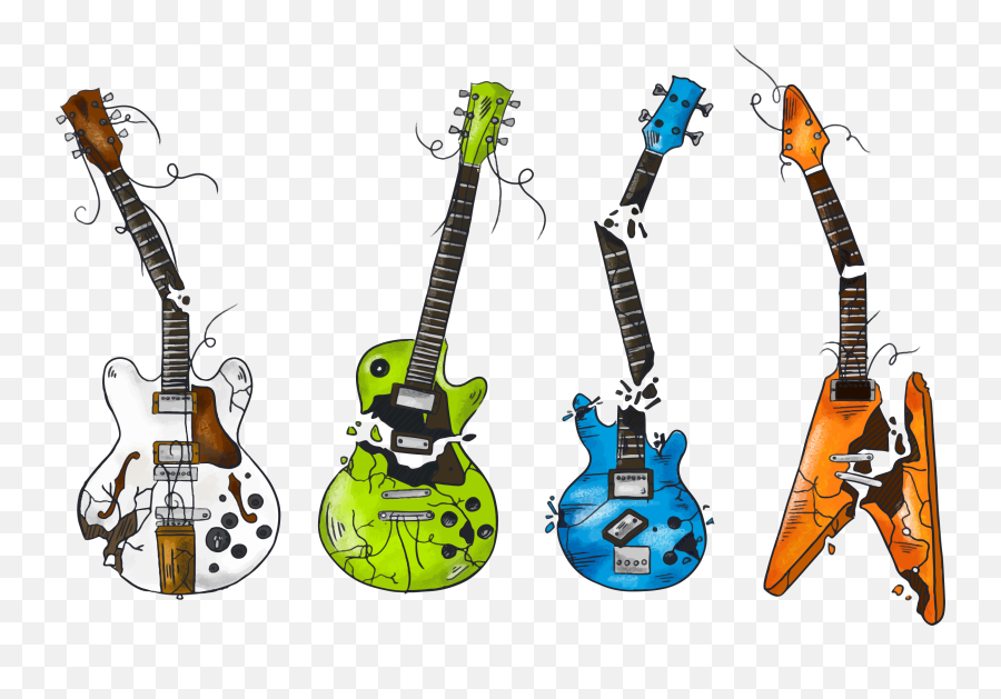 Smash Clipart Broken Guitar - Transparent Broken Guitar Png Emoji,Bass Emoji