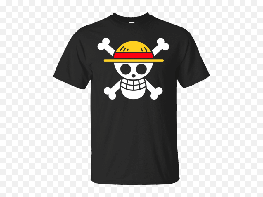 Menu0027s One Piece Luffy Jolly Roger Straw Hat Pirate T Shirt - One Piece Design For T Shirt Emoji,Man And Skull Emoji