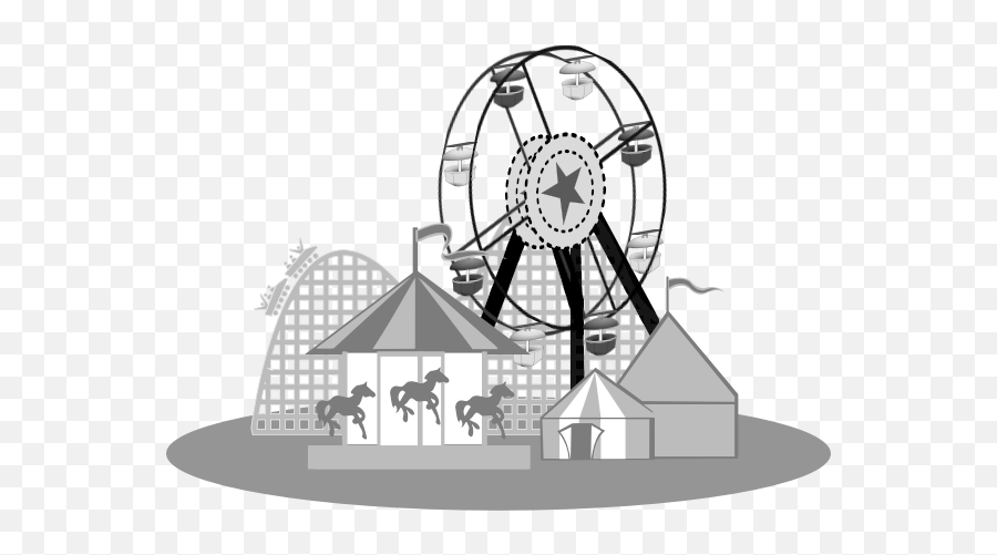 Carnival Scene Vector Illustration - Fair Clipart Black And White Emoji,Roller Coaster Emoji