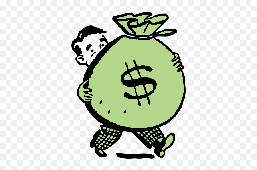 Cartoon Money Cartoon Man Holding Money Bag Green Light Cove - Drawing ...
