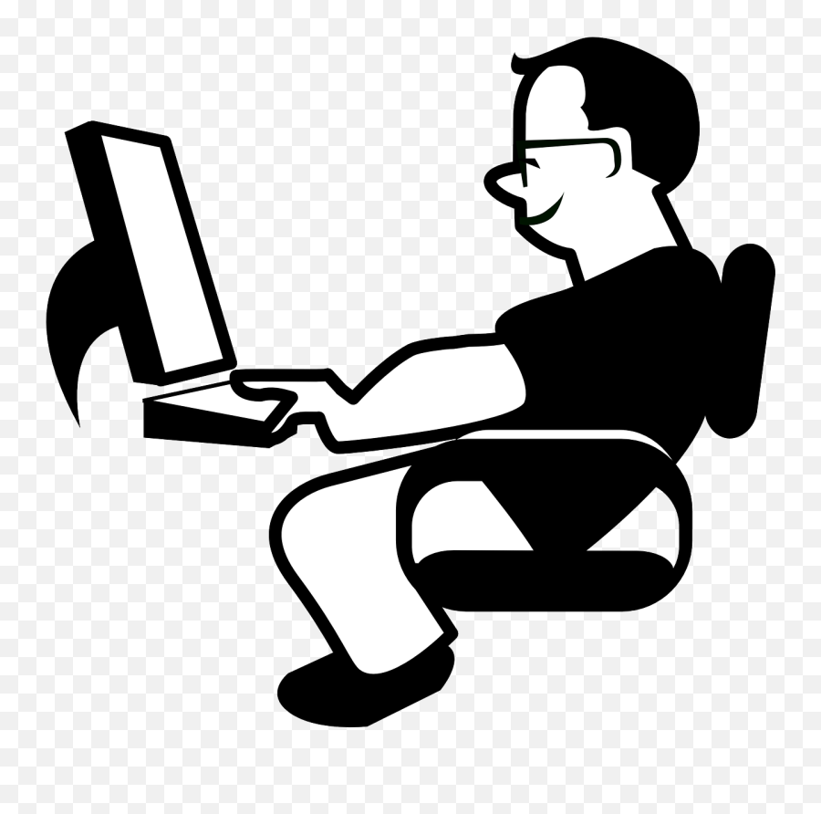 Relaxed Office Office Job Workstation - Man Using Computer Clipart Emoji,Relaxed Emoticon
