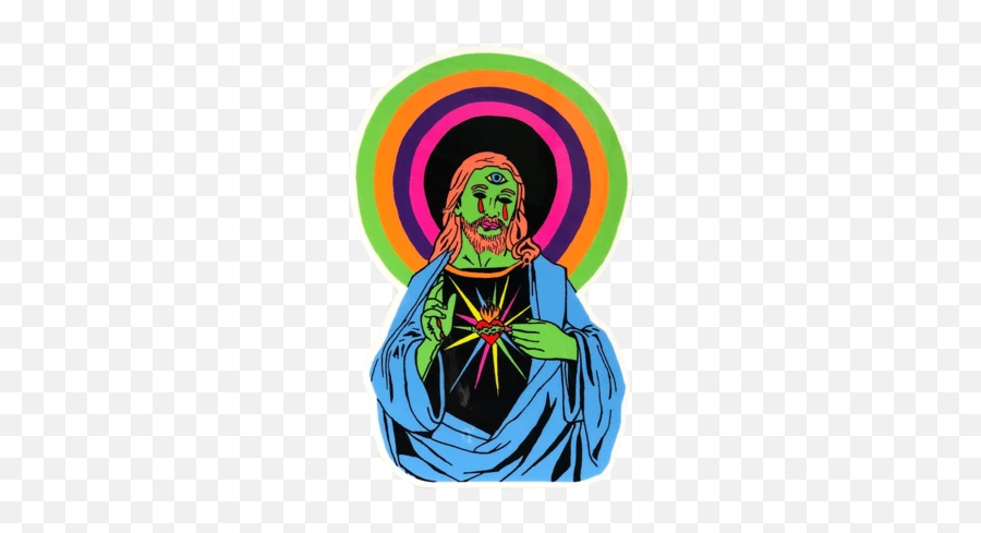 Shittty Stufff Official Site - Black Light Jesus Poster Emoji,Toung Emoji
