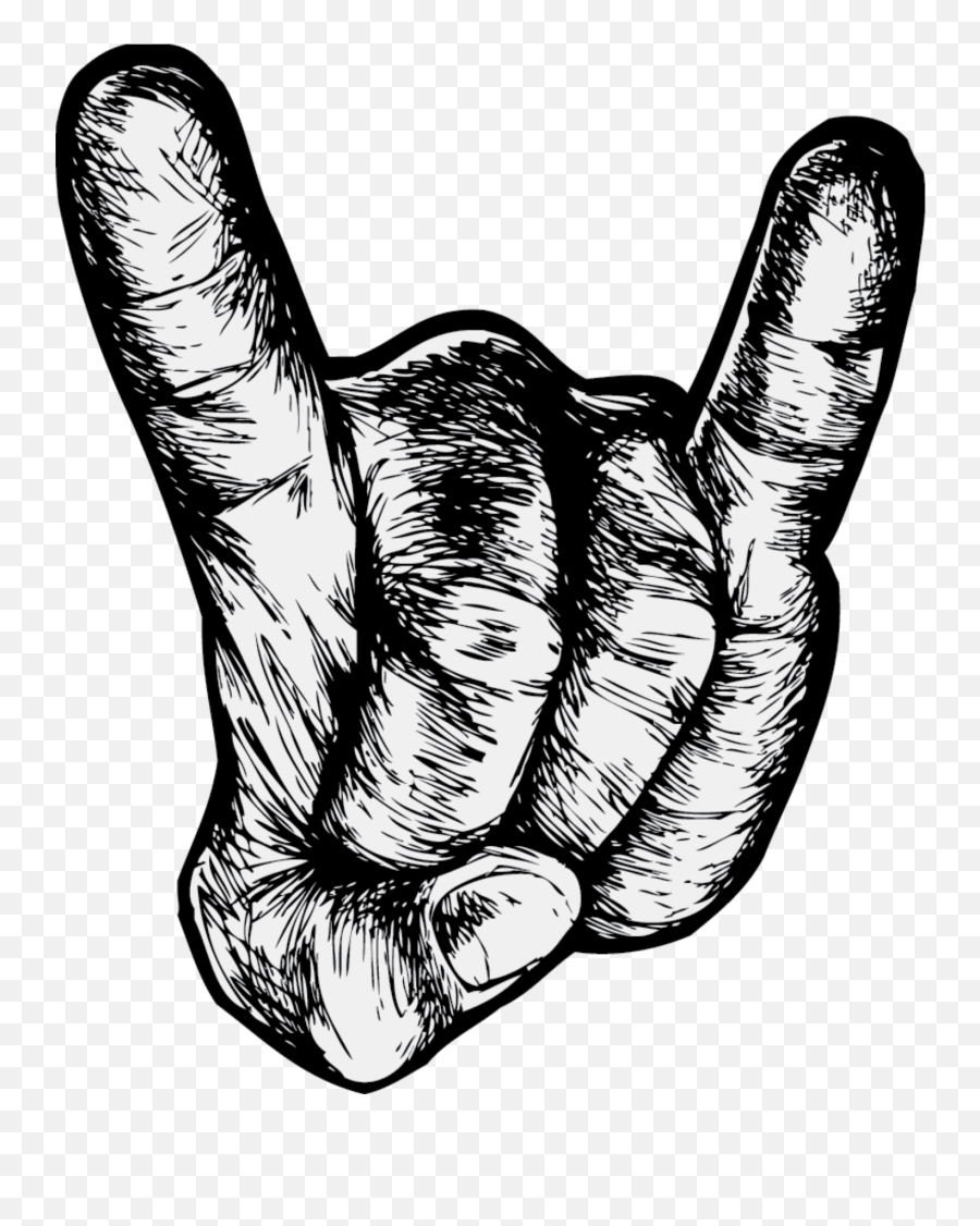 Trending Rock Stickers - Drawing Rock Hand Png Emoji,Rocker Hand Emoji