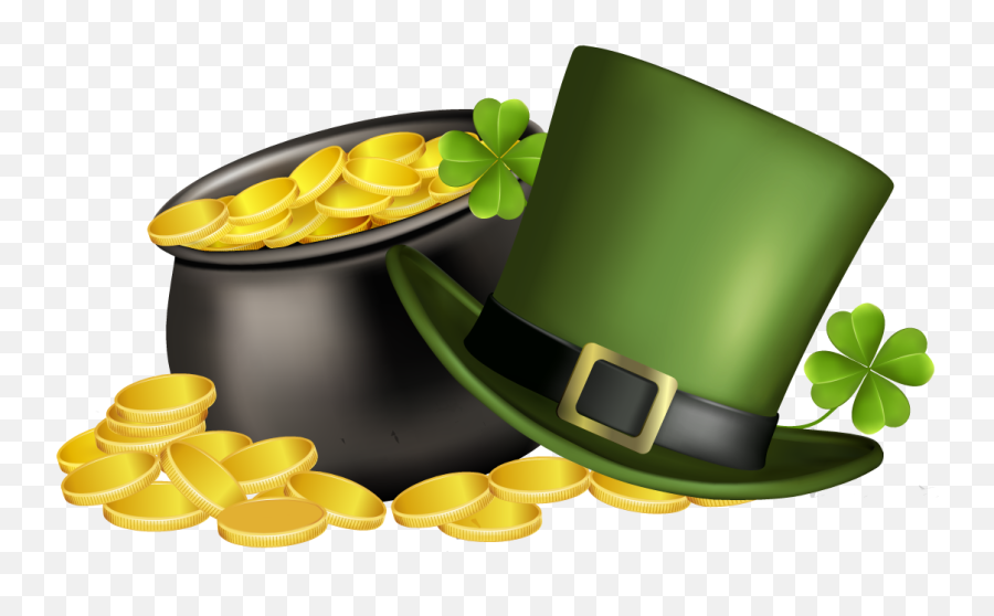 Patricks Day Pot Of Gold Four Leaf Clover And Green - Costume Hat Emoji,St Patrick's Day Emoji