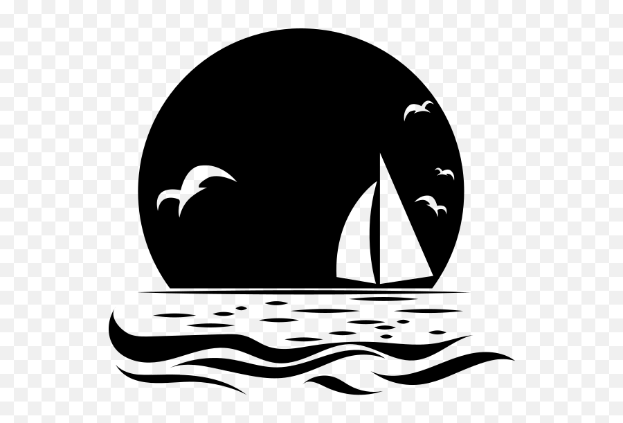 Sunset On Beach Motorhome Nautical Decal - Tramonto Bianco E Nero Disegno Emoji,Boat Moon Emoji