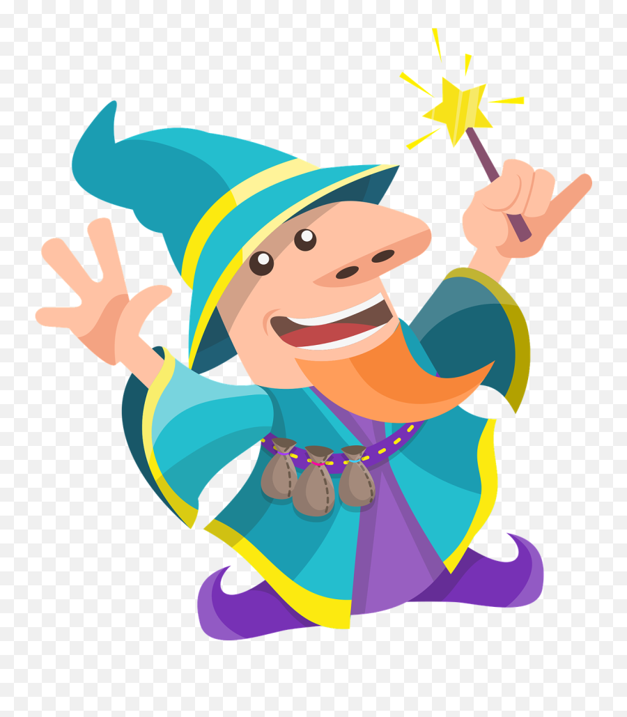 Magic Wizard Magic Stick Hat Beard - Magic Stick Man Png Emoji,Magic Wand Emoji