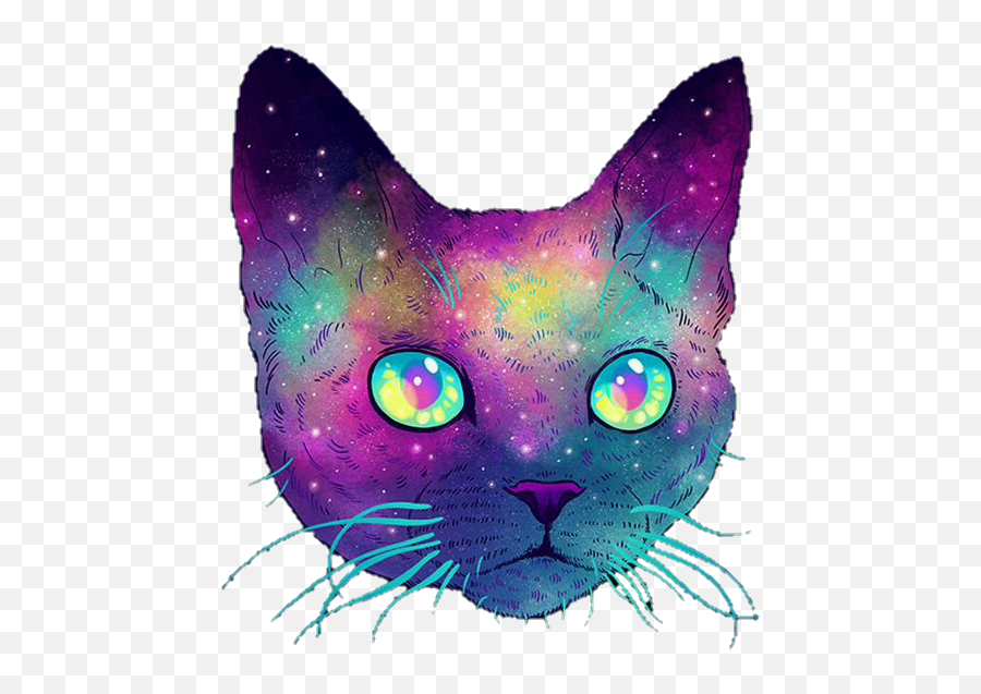 Image About Cat In Geezy Emoji - Transparent Galaxy Cat Head,Purple Cat Emoji