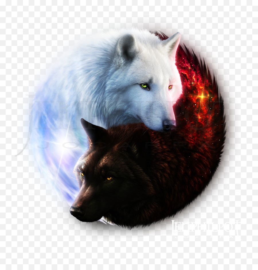 Commission Wolf Mates X By Jocarra - F 1072526 Png Black And White Wolfs Emoji,Yin Yang Emoji