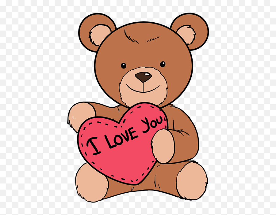 How To Draw A Teddy Bear With A Heart - Really Easy Drawing Step By Step Easy Valentines Drawings Emoji,Care Bear Emoji