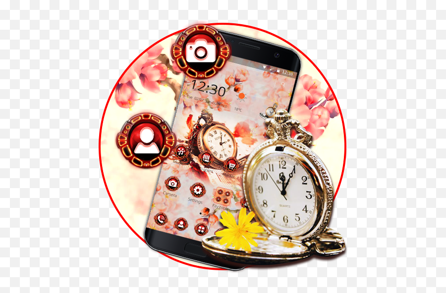 Sakura Rose Gold Watch Theme - Google Play Emoji,Emoji Watch And Clock