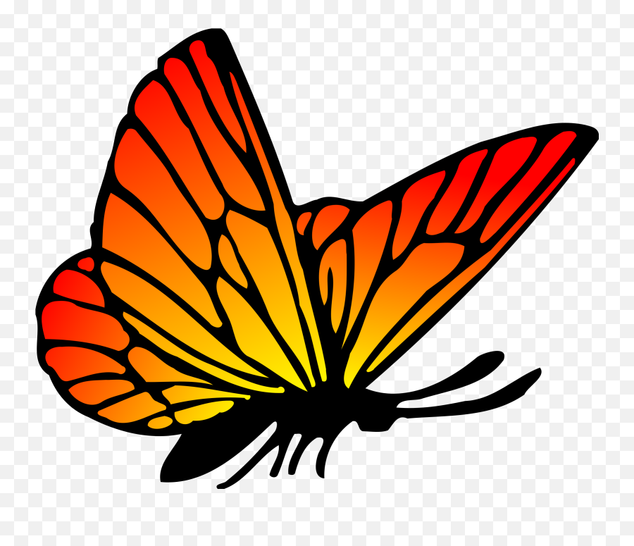 Red Orange Butterfly Vector Clipart - Butterfly Drawing With Colour Emoji,Nose Three Arrows Emoji
