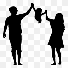 Parents With Child Silhouette - Clipart Emoji