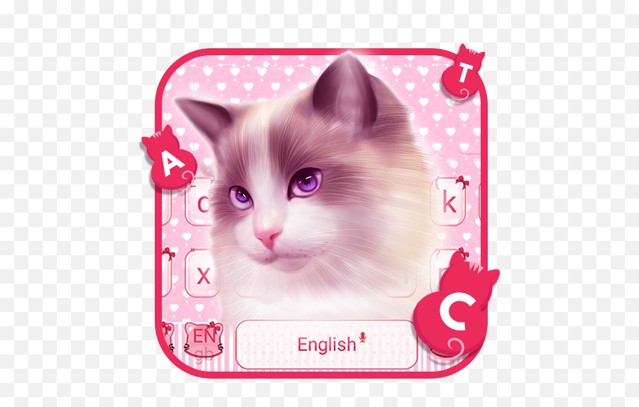 Pink Cute Cat Keyboard - Kitten Emoji,Cute Cat Emoticons