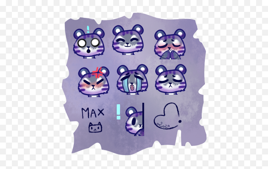 Max - Cartoon Emoji,Purple Cat Emoji