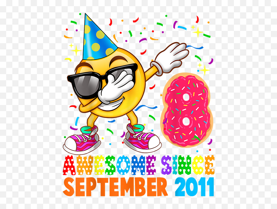 Awesome Since September 2011 8th Birthday Emoji Gift Shirt Heathers T - Cartoon,Birthday Emoji Art