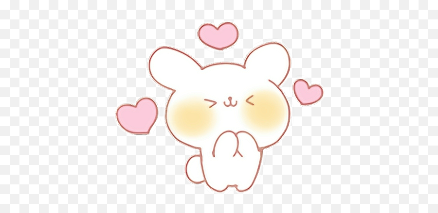 Kawaii Emoji Cute Bunny Rabbit Hearts - Kawaii Cute Heart Transparent,Emoji Bunny