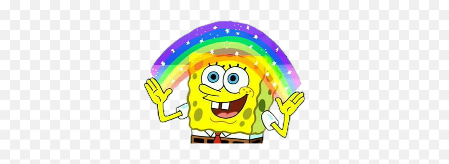 Spongebob Imagination Rainbow Meme Tumblr Overlay - Spongebob Imagination Sticker Emoji,Spongebob Emoji