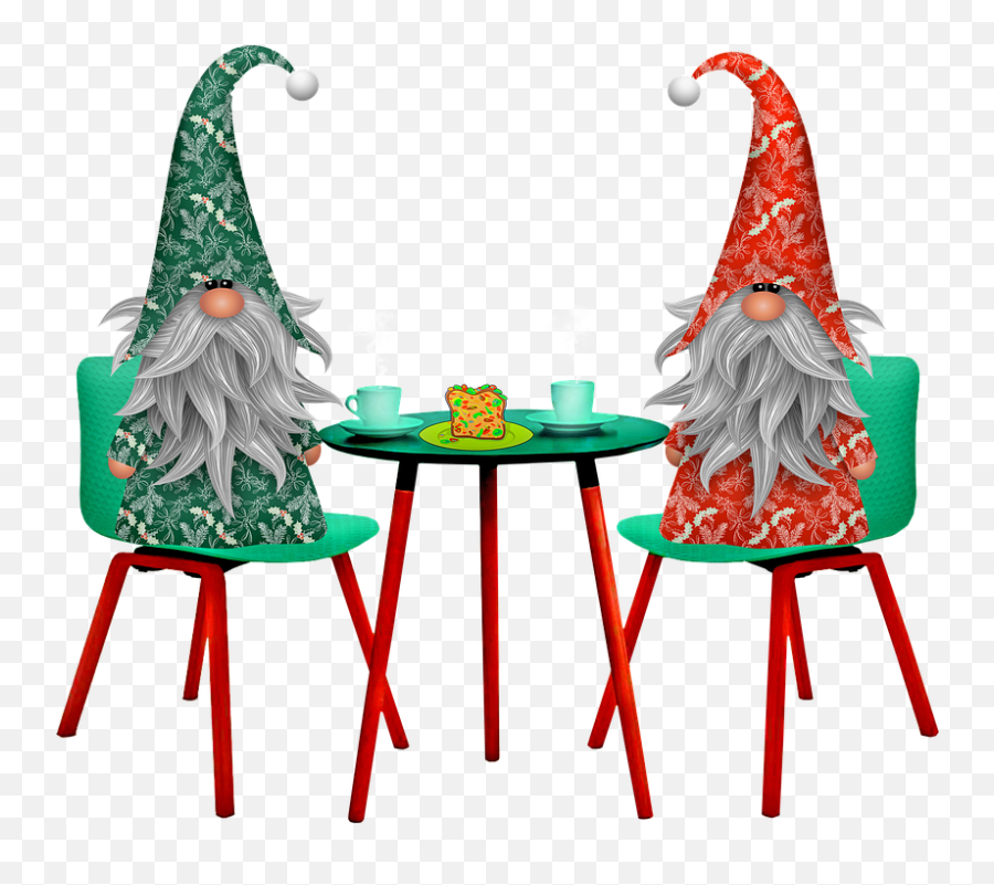 Gnomes At Table Christmas Gnome - National Fruitcake Toss Day Clipart Emoji,Garden Gnome Emoji