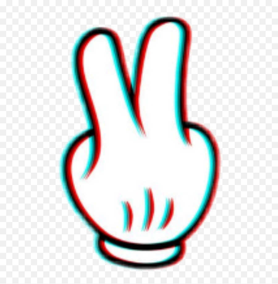 Download Peace Glitch Effect Mickey Hand Cute Kawaii - Transparent Aesthetic Glitch Effect Emoji,Peace Hand Emoji