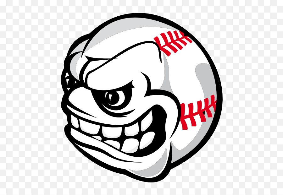 Baseball With Angry Face Sticker - Soccer Ball With Face Emoji,Angry Face Emoji Facebook