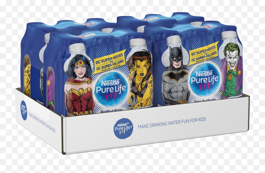 Nestle Pure Life Justice League Collection Purified Bottled Water 1115 Fl Oz Pack Of 24 - Fictional Character Emoji,Superman Emojis For Android