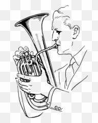 Vector Illustration Of Man Playing Alto - Tuba Clipart Black And White Emoji
