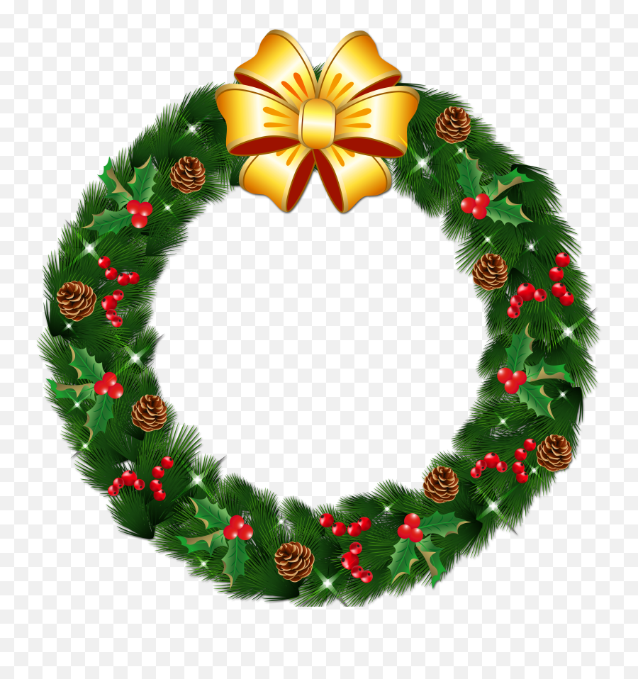 Ornament Clipart Blue Christmas Wreath - Christmas Wreath Hd Png Emoji,Christmas Wreath Emoji