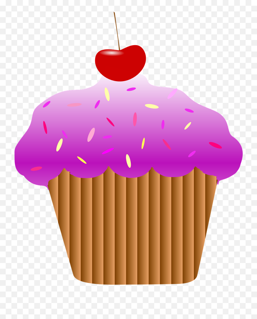 Cupcake Cherry Purple Icing Food - Pasteles Animados Para Cumpleaños Emoji,Emoji Birthday Cupcakes