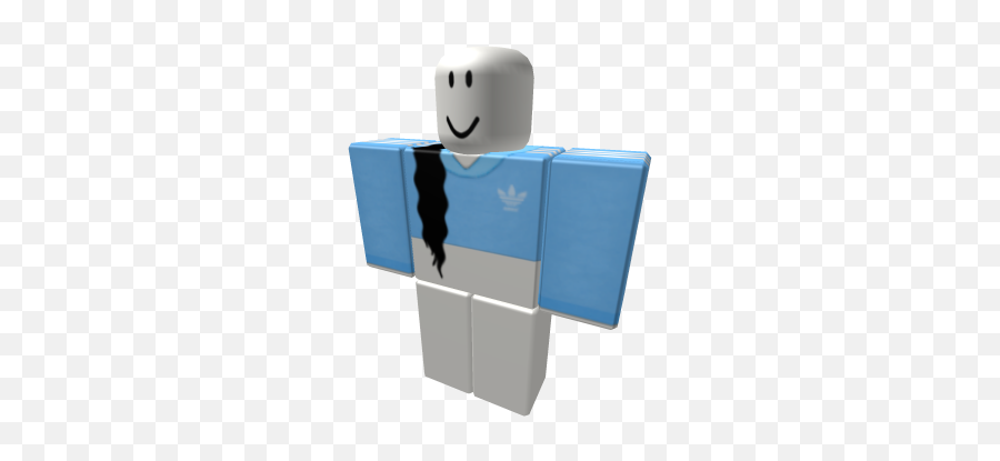 Adidas Skype Blue With Black Hair Ext - Roblox Burberry Shirt Roblox Emoji,Emoticon Skype