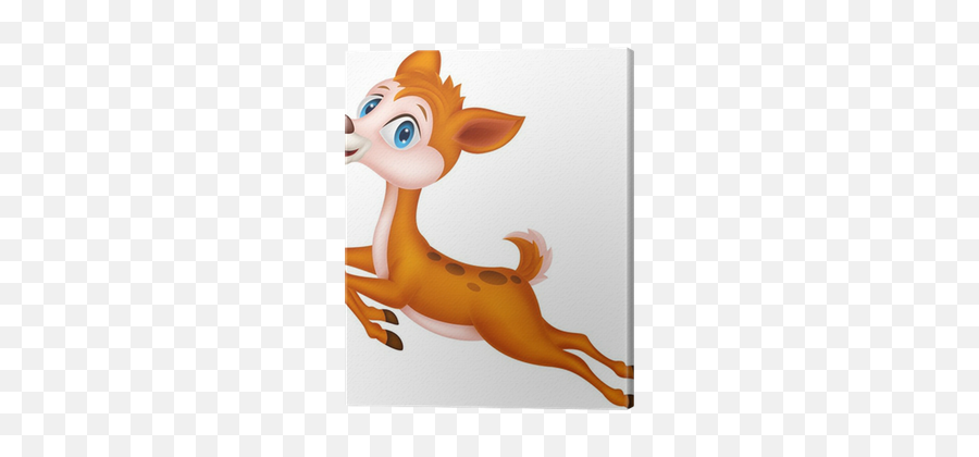 Cute Baby Deer Cartoon Jumping Canvas Print U2022 Pixers - We Live To Change Cartoon Emoji,Deer Emoticon