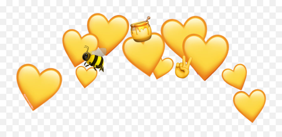 Freetoedit Emoji Heart Yellow Aesthetic Cute Crown Ftes - Yellow Heart Emoji Crown,Aesthetic Emoji