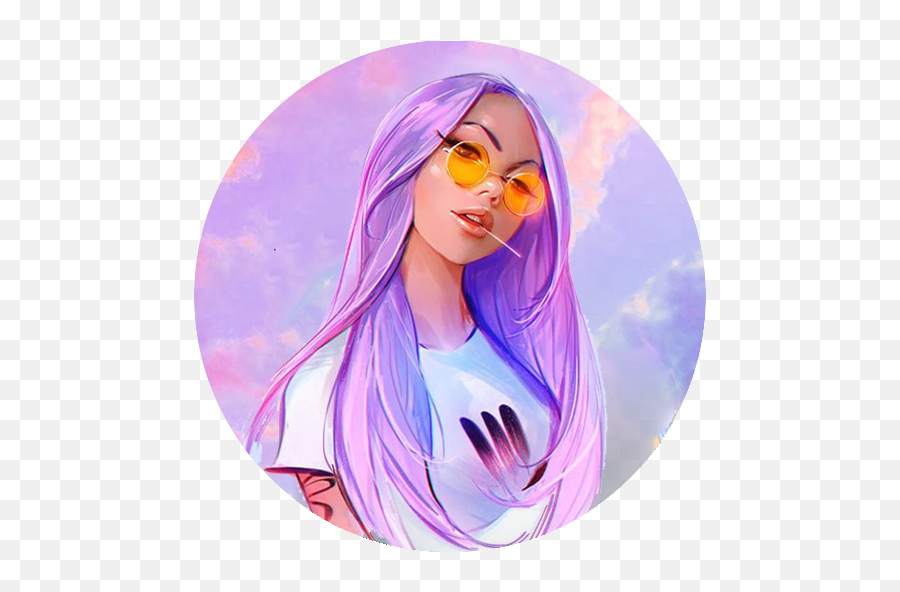 Teen Wallpaper - Cute Bckgrounds Girly Apk By Love Cute Girl With Purple Hair Drawing Emoji,Unicorn Wallpaper Emoji