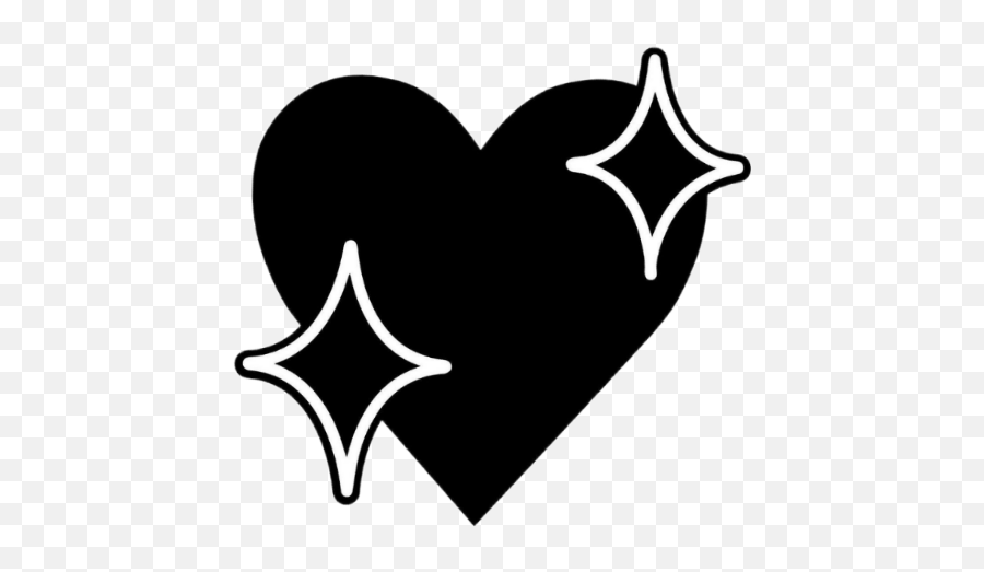 Heart Black Sticker Blackandwhite Stars Emoji Emoticon - Emblem,Black Emoji Faces