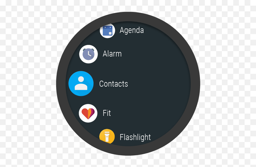 Create Lists On Wear Android Developers - Circular Layout Android Emoji,Flashlight Calendar Emoji