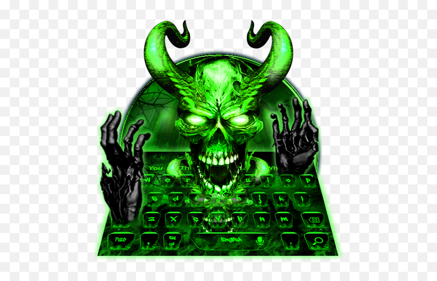 Neon Hell Zombie Skull Keyboard Theme - Skull Emoji,Man And Skull Emoji