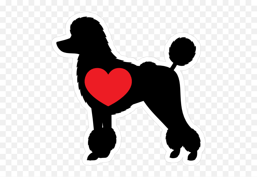 I Love My Poodle Silhouette With Heart Sticker - Issler Hunde Weil Am Rhein Emoji,Poodle Emoji