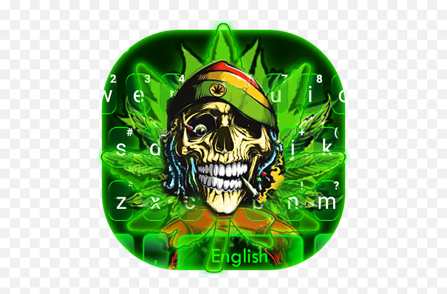 Download Neon Green Weed Skull Keyboard Theme On Pc U0026 Mac - Scary Emoji,Emoji For Weed