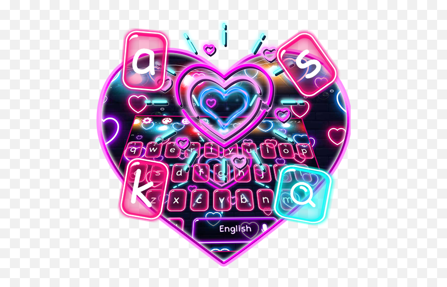 Neon Love Heart Keyboard - Heart Emoji,Neon Emoji Keyboard